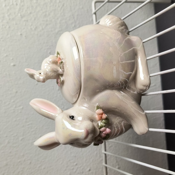 Easter Bunny Candy Nut Dish Ceramic White - Picture 13 of 13